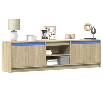 Tv-meubel met LED 180x34x50 cm bewerkt hout sonoma eikenkleurig 1