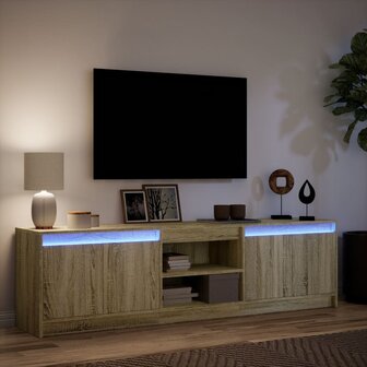 Tv-meubel met LED 180x34x50 cm bewerkt hout sonoma eikenkleurig 5