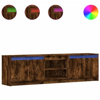 Tv-meubel met LED 180x34x50 cm bewerkt hout gerookt eikenkleur 2