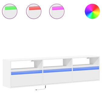 Tv-wandmeubel met LED-verlichting 180x31x45 cm wit 2