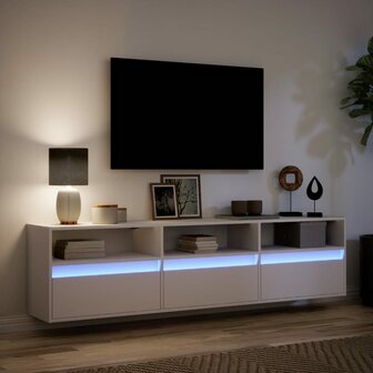 Tv-wandmeubel met LED-verlichting 180x31x45 cm wit 5