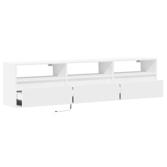 Tv-wandmeubel met LED-verlichting 180x31x45 cm wit 9