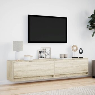 Tv-wandmeubel met LED-verlichting 180x31x38 cm sonoma eiken 4