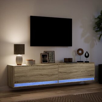 Tv-wandmeubel met LED-verlichting 180x31x38 cm sonoma eiken 5