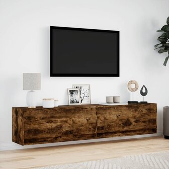 Tv-wandmeubel met LED-verlichting 180x31x38 cm gerookt eiken 4