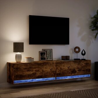 Tv-wandmeubel met LED-verlichting 180x31x38 cm gerookt eiken 5