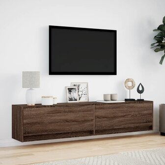 Tv-wandmeubel met LED-verlichting 180x31x38 cm bruin eikenkleur 4