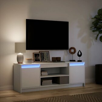 Tv-meubel met LED 139,5x34x50 cm bewerkt hout wit 5