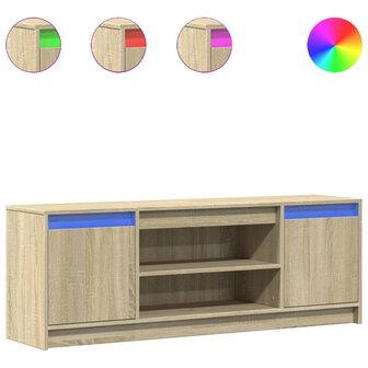 Tv-meubel met LED 139,5x34x50 cm bewerkt hout sonoma eikenkleur 2