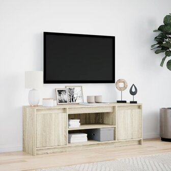 Tv-meubel met LED 139,5x34x50 cm bewerkt hout sonoma eikenkleur 4