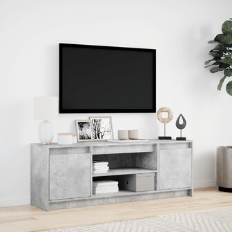 Tv-meubel met LED 139,5x34x50 cm bewerkt hout betongrijs 4