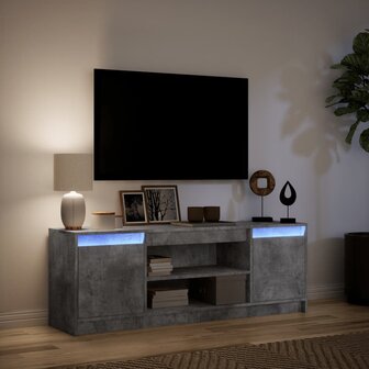 Tv-meubel met LED 139,5x34x50 cm bewerkt hout betongrijs 5