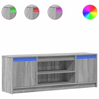 Tv-meubel met LED 139,5x34x50 cm bewerkt hout grijs sonoma 2