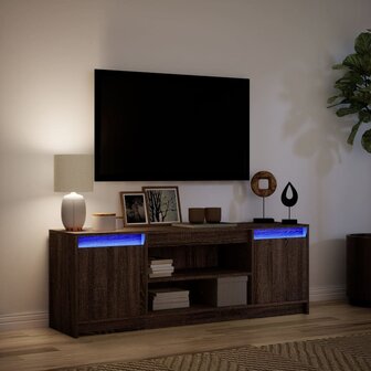 Tv-meubel met LED 139,5x34x50 cm bewerkt hout bruin eikenkleur 5