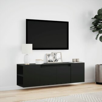 Tv-wandmeubel met LED-verlichting 135x31x39,5 cm zwart 4