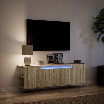 Tv-wandmeubel met LED-verlichting 135x31x39,5 cm sonoma eiken 5