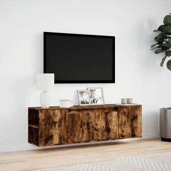 Tv-wandmeubel met LED-verlichting 135x31x39,5 cm gerookt eiken 4