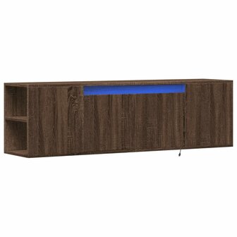 Tv-wandmeubel met LED-verlichting 135x31x39,5 cm bruin eiken 3