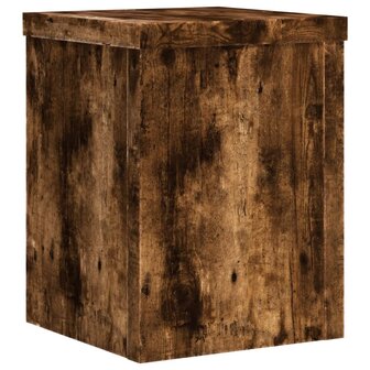 Plantenstandaards 2 st 15x15x20 cm bewerkt hout gerookt eiken 7