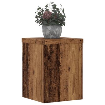 Plantenstandaards 2 st 15x15x20 cm bewerkt hout oud houtkleurig 3