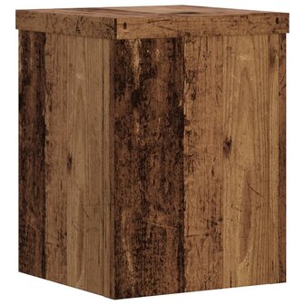 Plantenstandaards 2 st 15x15x20 cm bewerkt hout oud houtkleurig 4