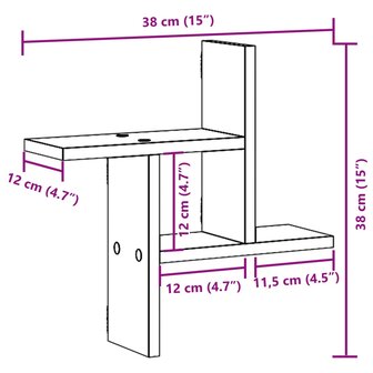 Wandschappen 2 st 38x12x38 cm bewerkt hout wit 11