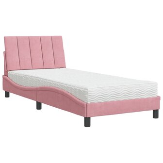 Bed met matras fluweel roze 80x200 cm 2