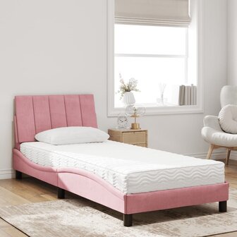 Bed met matras fluweel roze 80x200 cm 3