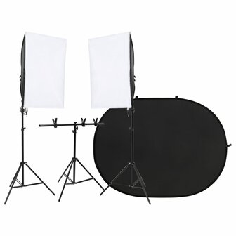 Fotostudioset met verlichtingsset en achtergrondscherm 1