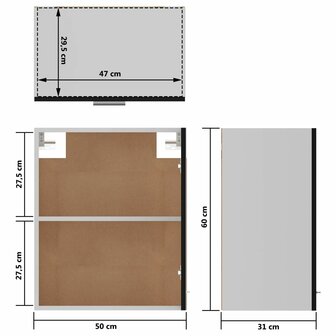 Hangkast 50x31x60 cm bewerkt hout zwart 10