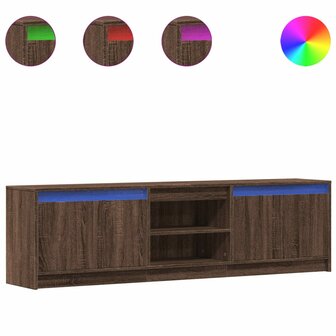 Tv-meubel met LED 180x34x50 cm bewerkt hout bruin eikenkleurig 2