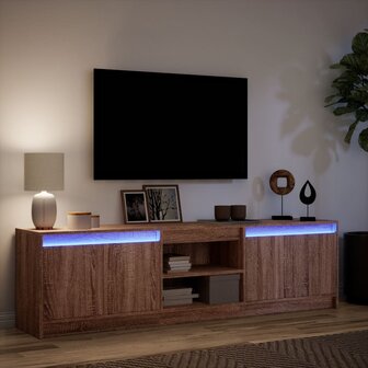 Tv-meubel met LED 180x34x50 cm bewerkt hout bruin eikenkleurig 5