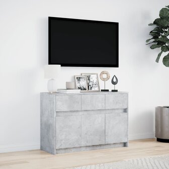 Tv-meubel met LED 91x34x61 cm bewerkt hout betongrijs 4