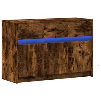 Tv-meubel met LED 91x34x61 cm bewerkt hout gerookt eikenkleur 3