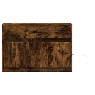 Tv-meubel met LED 91x34x61 cm bewerkt hout gerookt eikenkleur 6