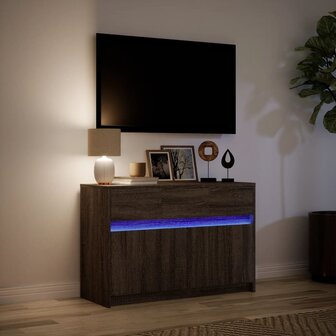 Tv-meubel met LED 91x34x61 cm bewerkt hout bruin eikenkleurig 5