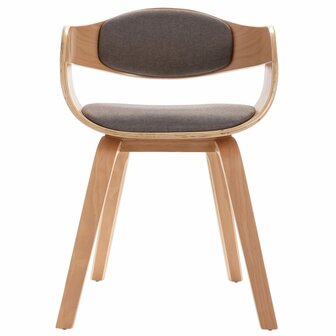 Eetkamerstoelen 6 st gebogen hout en stof taupe 4