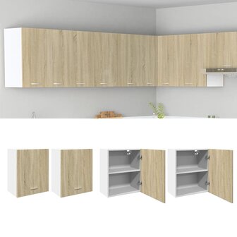 Wandkasten 2 st 50x31x60 cm bewerkt hout sonoma eikenkleurig 1