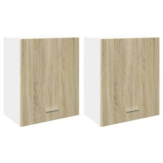 Wandkasten 2 st 50x31x60 cm bewerkt hout sonoma eikenkleurig 2