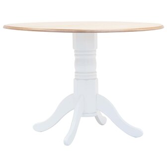 Eettafel 106 cm massief rubberwood wit en bruin 1