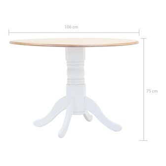 Eettafel 106 cm massief rubberwood wit en bruin 5