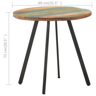 Eettafel 80 cm massief gerecycled hout 4