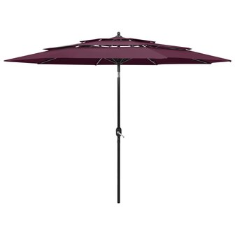 Parasol 3-laags met aluminium paal 3 m bordeauxrood 1