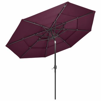 Parasol 3-laags met aluminium paal 3 m bordeauxrood 3