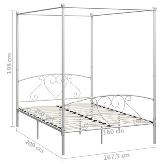 Hemelbedframe metaal wit 160x200 cm  5