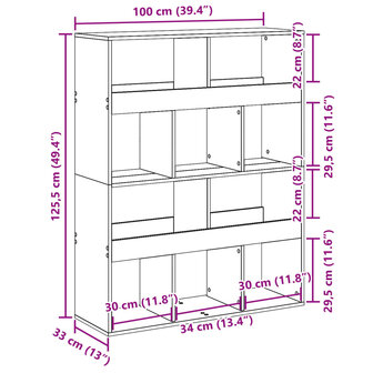 Kamerscherm 100x33x125,5 cm bewerkt hout zwart 9