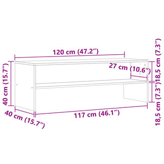 Tv-meubel 120x40x40 cm bewerkt hout artisanaal eikenkleurig 9