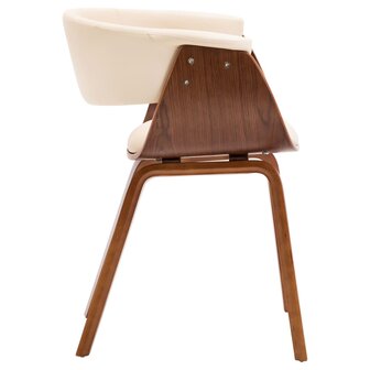 Eetkamerstoelen 2 st gebogen hout en kunstleer cr&egrave;mekleurig 6