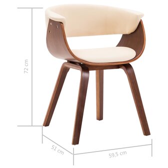 Eetkamerstoelen 2 st gebogen hout en kunstleer cr&egrave;mekleurig 8