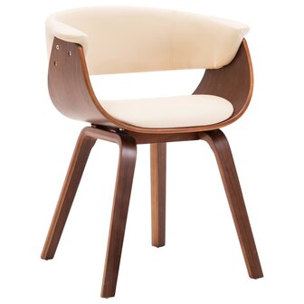 Eetkamerstoelen 6 st gebogen hout en kunstleer cr&egrave;me 3